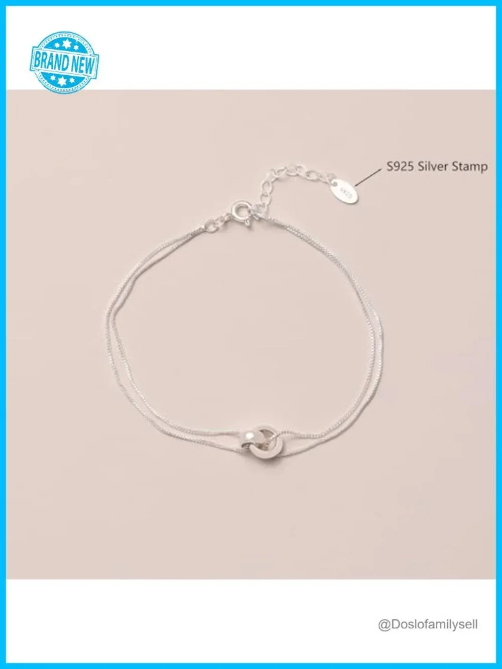 925 Sterling Silver Mother Daughter Interlocking Bracelet Adjustable Stackable